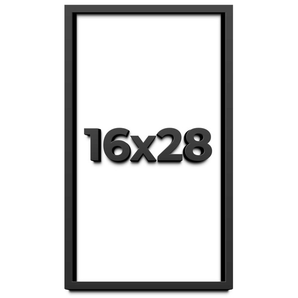 16x28 Shadow Box Black Solid Wood Display Frame with White