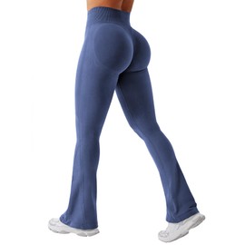 YEOREO Mini Flare Leggings Womens Workout Butt Lifting Legging Hidden Scrunch Seamless Impact Lilliean Yoga Pants Blue Gray XL