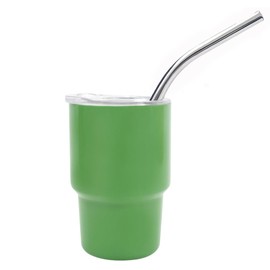 VakerZon 3oz Stainless Steel Car Cup, 1pc Portable Colorful Coffee Cup Shot Glass With Straw and Lid, Small Water Bottle For Party Wedding Outdoor Camping Travel (Green)