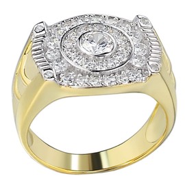 HarlemBling Men's 14k Gold Over Real 925 Sterling Silver Micropave Ring - Iced CZ Hip Hop Solitaire Ring - Pinky Band Or Any Other Finger Ring (6)