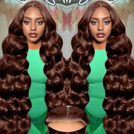 7x5 Brown Lace Front Wigs Human Hair 28Inch Wear and Go Glueless Wigs Pre Cut 220% Density Chocolate Brown Body Wave Human Hair Wigs for Black Women