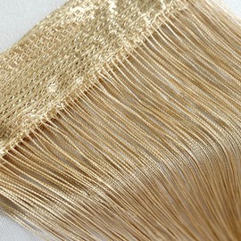 Door String Curtain Wall Panel Window Room Divider Blind, Home Decorative Tassel Screen Ribbon Strings, 100 * 200cm, Champagne
