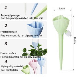 4Pcs Adjustable Self Watering Spikes Plants,Plant Self Watering Spikes with Adjustable Slow Release Control Valve, Plastic Plant Waterer Automatic Vacation Drip Irrigation Spike System