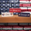 JennyGems Bless Our Troops 3pc Wooden Block Signs, Patriotic Decor