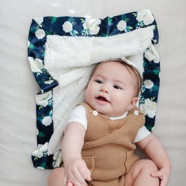 Saranoni Satin Border Receiving Blankets for Babies Super Soft Lush Luxury Baby Blanket | Satin Border Rose Blossom, Mini 20" x 15"