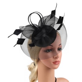 Lovfingu Tea Party Flapper Headband 20s Head Piece Great Gatsby Headpieces Women 1920s Accessory Hair Clip Roaring Fascinators for Women Vintage Headpiece for Costumes And Events C100-Black