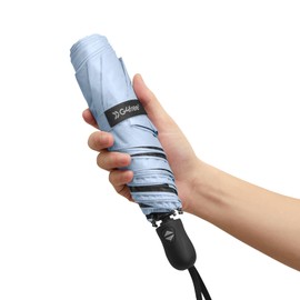 G4Free Travel Umbrella Ultralight UPF 50+ UV Protection Compact Umbrella Super Slim Small Mini Automatic Sun Umbrellas(Sky Blue Plaid/Black)