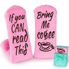Breezy Valley Coffee Socks Gifts for Women Coffee Loves, Birthday Gifts for Women Best Friends Female - If You Can Read This Bring Me Coffee Socks, Funny Socks Grandma Mom Pink