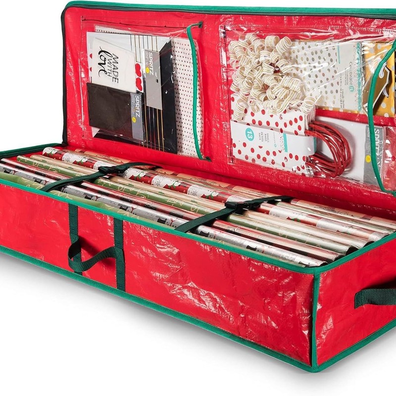 QIUPFGUT Wrapping Paper Storage, Oxford Storage Bag for Wrapping Paper