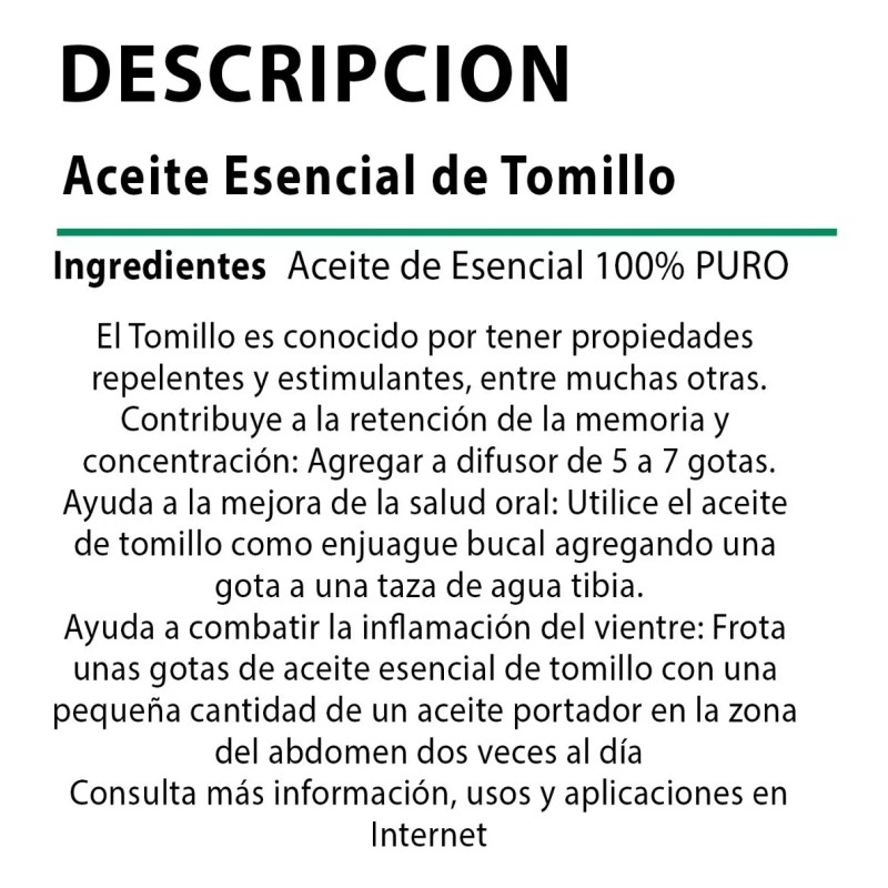 Laferv Aceite Esencial De Tomillo 50 Ml 100% Natural Máxima