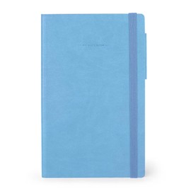 Legami - My Notebook, 6mm Lined Notebook, Retro Blue, Medium, FSC Certified Paper, 192 Pages, Soft Cover, Elastic Closure, 13 x 21 cm