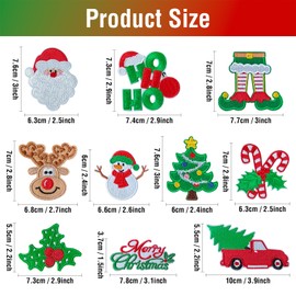 WILDREEDS 10 parches de Navidad para planchar para decoración de Navidad, ropa, camisetas, mochilas, sombreros, jeans, chaquetas