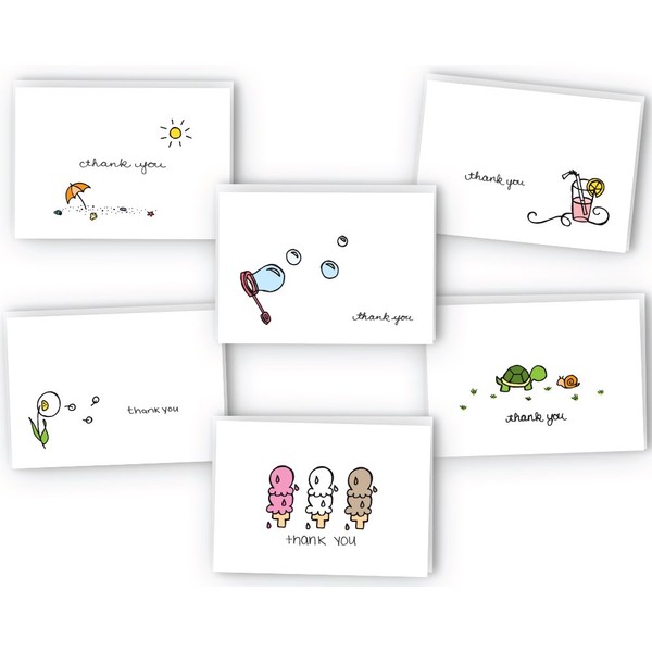 Summer Collection Thank You Cards - 24 Cards & Envelopes