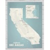 California Ski Resorts Map 18x24 Poster (Beige & Opal Blue)