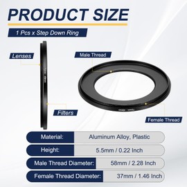 PATIKIL Step Down Ring Adapter 72mm to 49mm, Filter Step-down Rings Camera Lens Filters Metal Ring Digital for ND IR DSLR Lenses, Black