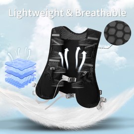 Running Vest for Men and Women, Ultralight Reflective Hydration Pack with 500 ml Water Bottle, Adjustable Chest Straps, Running Vest, Hydration Pack for Running, Cycling, Trails, Marathons