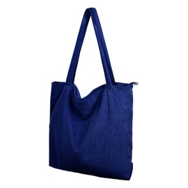 Corduroy Bag Women's Shoulder Bag Tote Bag Corduroy Women's Shopper Handbag with Zip Shoulder Bags Handbag Large Capacity for Work Office Travel Shopping School Everyday, sapphire