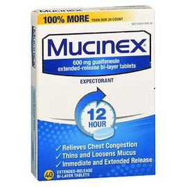 Mucinex Expectorant Tablets - 40 Tablets, Pack of 3