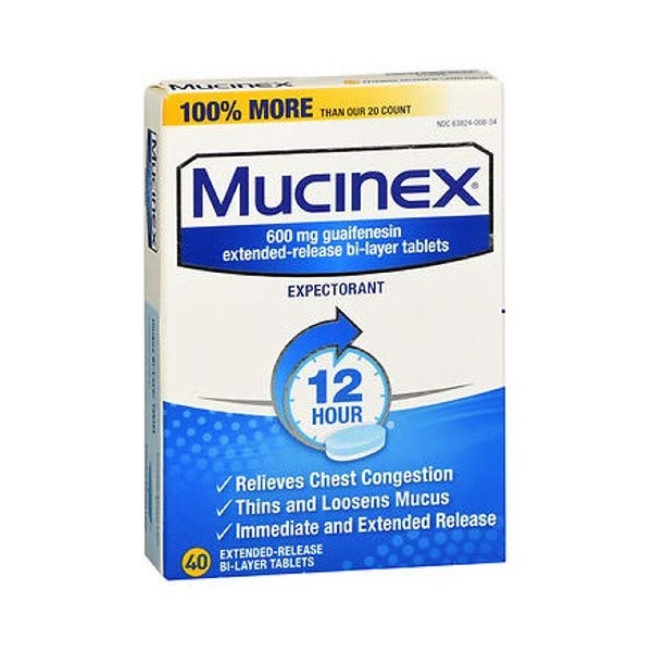 Mucinex Expectorant Tablets - 40 Tablets, Pack of 3