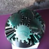 3D Printed - Mechanical Gear Ball Figurine Decor Plastic Smooth:_Green