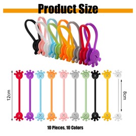 10-Piece Magnetic Cable Organiser, Palm Shaped Cable Organiser, Cable Ties, Cable Organiser, Suitable for Organising Headphones, Data Cables and Wires