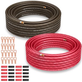 8 Gauge Wire Kit (50FT Each, Red/Black), Primary Automotive Wire, Battery Cable, Amp Wiring Kit, Car Audio Amplifier Power & Ground Cable, Car Fuse, 8AWG CCA, with 20 Heat Shrink Wrap, 20 Lugs