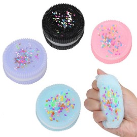 Taba Squishy Biscuit Toys, 4 Pack Silicone Stress Relief Squishy Toys for Adults, Anti-Anxiety Desk Accessories, Soft Squeeze Toys for Relaxation, Office Fun & Party Favor Gifts