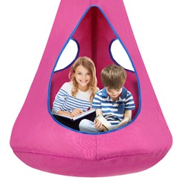 Kids Nest Swing Chair, Hanging Hammock Chair with Detachable Play Tent for Outdoor and Indoor Use (32" D x 52" H), Sensory Swing for Kids (Pink)