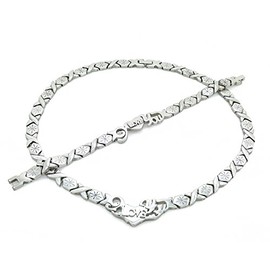 Silver Tone I Love You HUGS and Kisses Necklace & Bracelet Set XOXO Starburst 20" Length