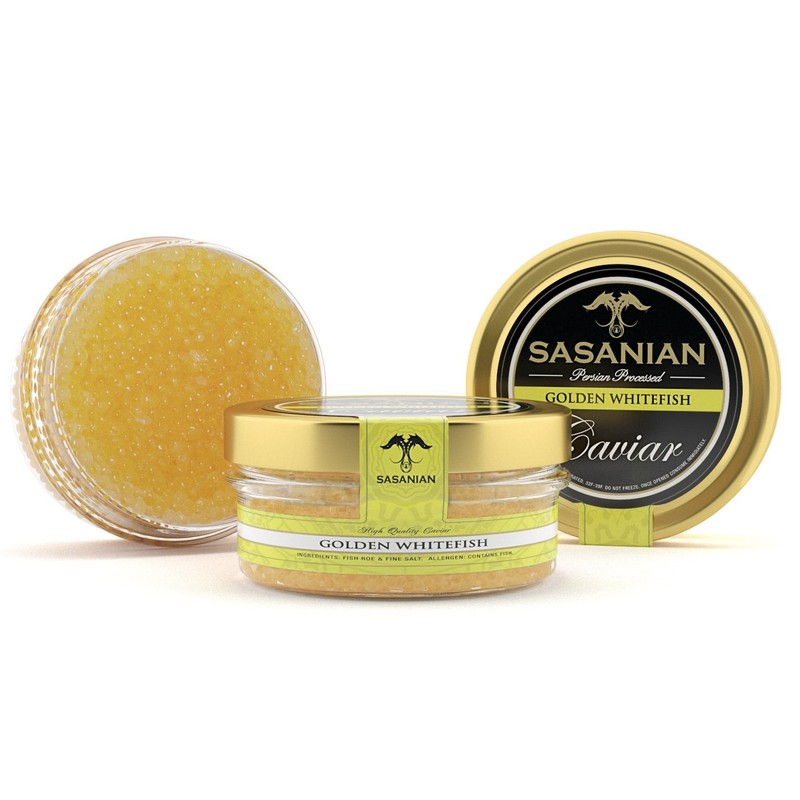 GUARANTEED OVERNIGHT! Golden Whitefish Roe Caviar - 8oz/ 224g Tin