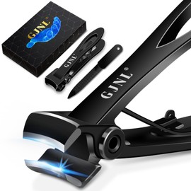 Nail Clippers for Men Thick Nails - 16mm Sharp Wide Jaw Opening Toenail Clippers for Seniors Thick Nails Cutter with Long Handle, Black Extra Large Heavy Duty Clippers with Metal File Gifts for Men