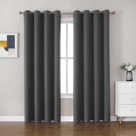 CUCRAF Blackout Curtains for Bedroom,Thermal Insulated Room Darkening Grommet Window Curtains & Drapes for Living Room,Dark Grey, 2 Panels, 52 x 84 Inch