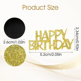 YQQYG Pack of 100 Birthday Confetti, Gold Black Glitter Table Confetti Large for Table Decoration Birthday, Happy Birthday Decoration