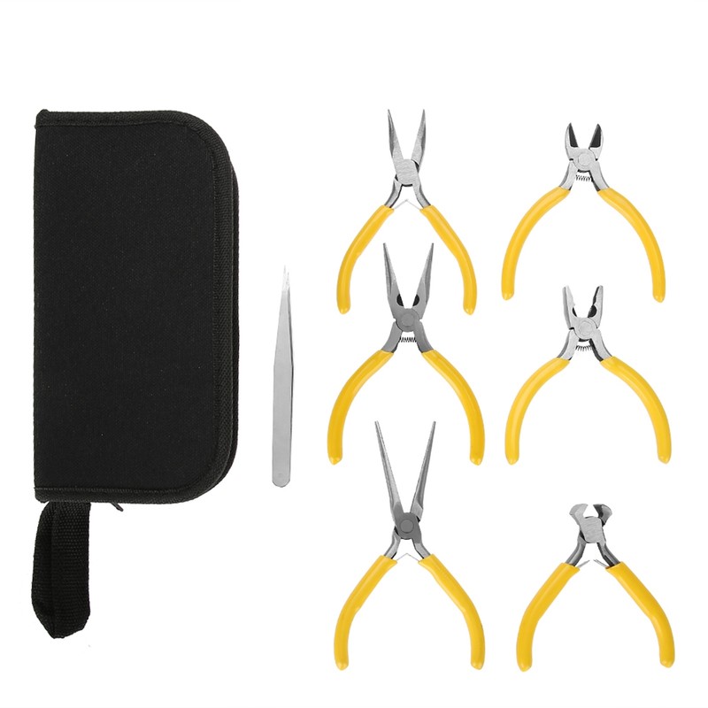 6pcs Professional Jewelry Pliers Tools Kit Long Bent Nose Pliers
