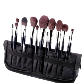 Makeup Brush Storage Bag, Portable Makeup Bag, 22 Pockets, Foldable Makeup Brush Pouch, Professional Makeup Brush, Handbag (Brush Not Included), black