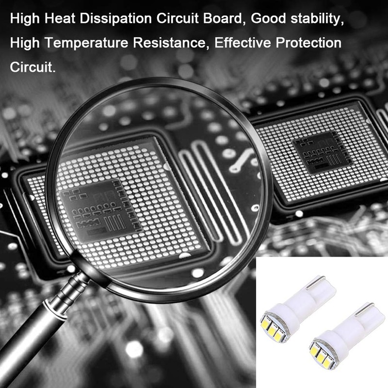 cciyu 10 Pack White T5 73 Wedge 3-3014SMD Instrument Gauge