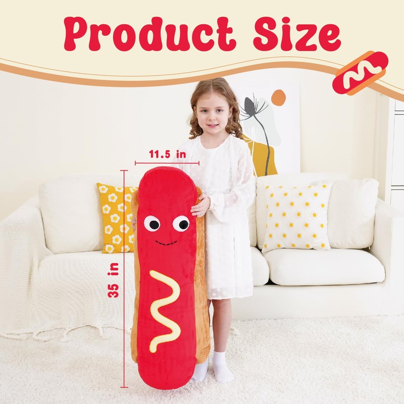 Zctghvy Hot Dog Stuffed Animal – Realistic 35-inch Plush Toy