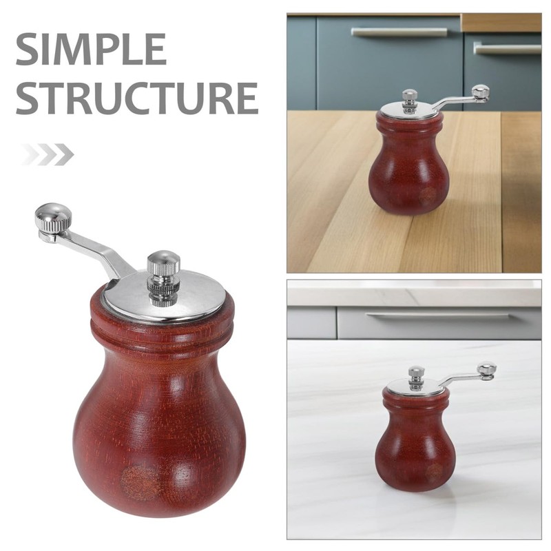Zerodeko 1pc Pepper Mill with Crank Handle Wooden Salt and