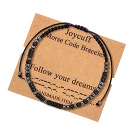 JoycuFF Follow Your Dreams Morse Code Bracelet for Women Grandmother Auny Uncle Men Classmate Secret Message Beads with Cord Cheer up Motivational Jewelry Birthday Christmas Mother's Day Gift for Her