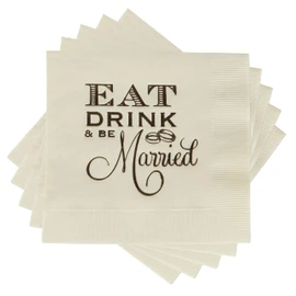 Refrán decorativo desechable para celebración, 25 unidades, Eat Drink & Be Married, color beige y marrón