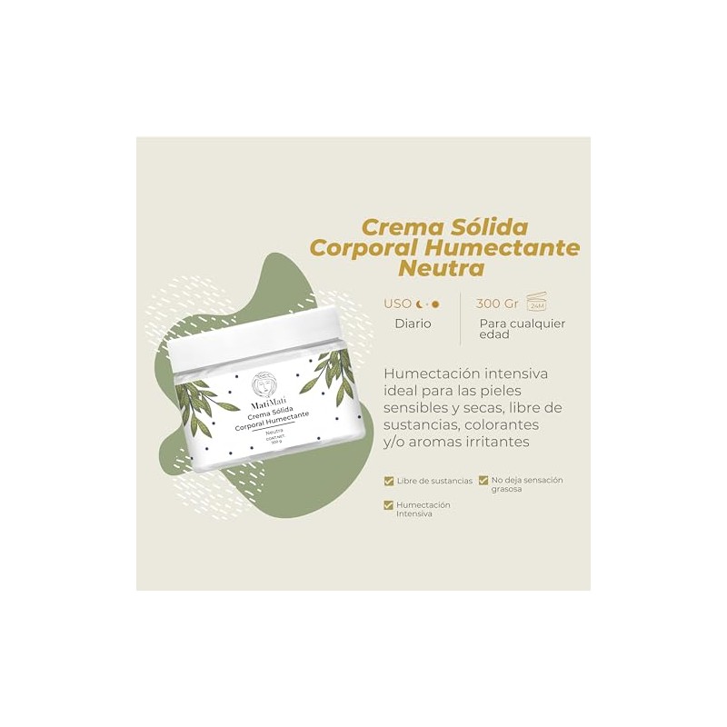 Crema Corporal Humectante Neutra MatiMati Para piel extra seca, Extra