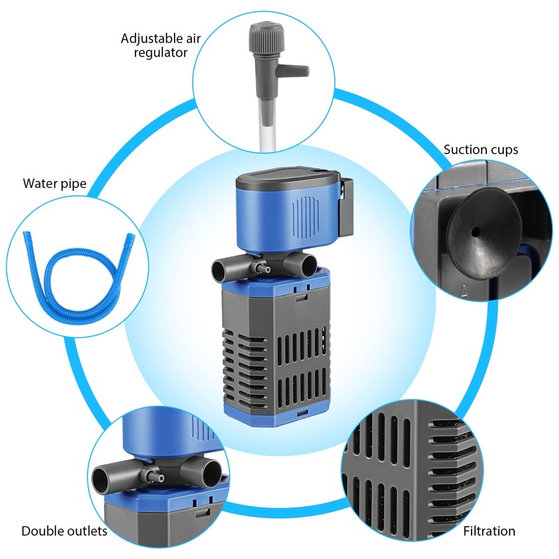 SOUSLOW Internal Aquarium Filter with Flow Adjustable Airflow Low Noise