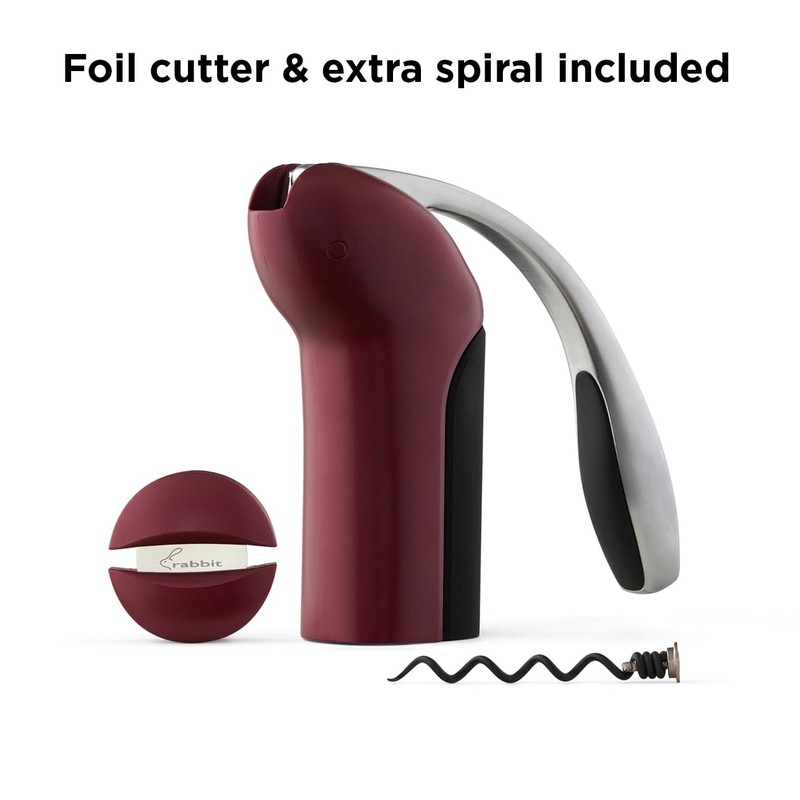 Rabbit Vertical Corkscrew Wine Opener, Easy One-Pull Design with Foil