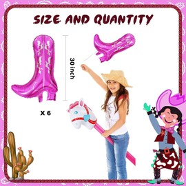 6 Pcs 30 Inch Western Boot Balloons Cowboy Cowgirl boot for Western Party Last Rodeo Bachelorette Party Cowgirl Boho Cow Disco Horse Farm Party Supplies