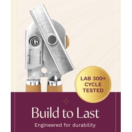 Graceliving Premium Multifunctional Magnetic Manual Can Opener and Bottle Opener, Heavy Duty Stainless Steel Sharp Cutting Blade and Oversized Easy Turn Knob, Soft-Touch Handle, Kitchen Use, Orange