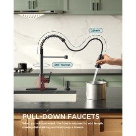 FORIOUS Touchless Kitchen Faucet Black, Smart Motion Sensor Spring Sink Faucet with Pull Down Sprayer Commercial Contemporary Hands-Free for Pot Filler, Farmhouse Camper Laundry Camper