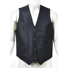 starlingukpk Mens Classic Real Leather Vest/Motorbike Vest/Motorbike Waist Coat. (Large)