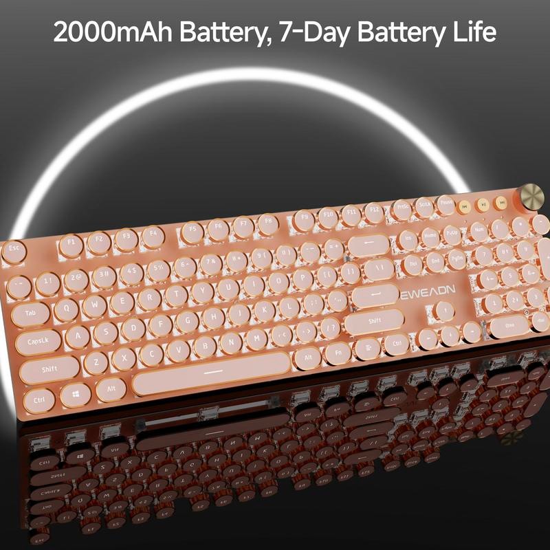 EWEADN V20 Wireless Keyboard, Portable Rechargeable Mechanical Keyboard, Ergonomic Design Keyboard