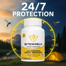 BITESHIELD All-Natural Daily Supplement for “Bite Magnets” – 24/7 Plant-Based Alternative to Mosquito Repellents, Insect Sprays & Bug Sprays – Supports Skin, Wellness & Outdoor Comfort