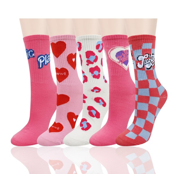 Benefeet Sox Womens Cute Socks Novelty Hot Pink Crew Socks